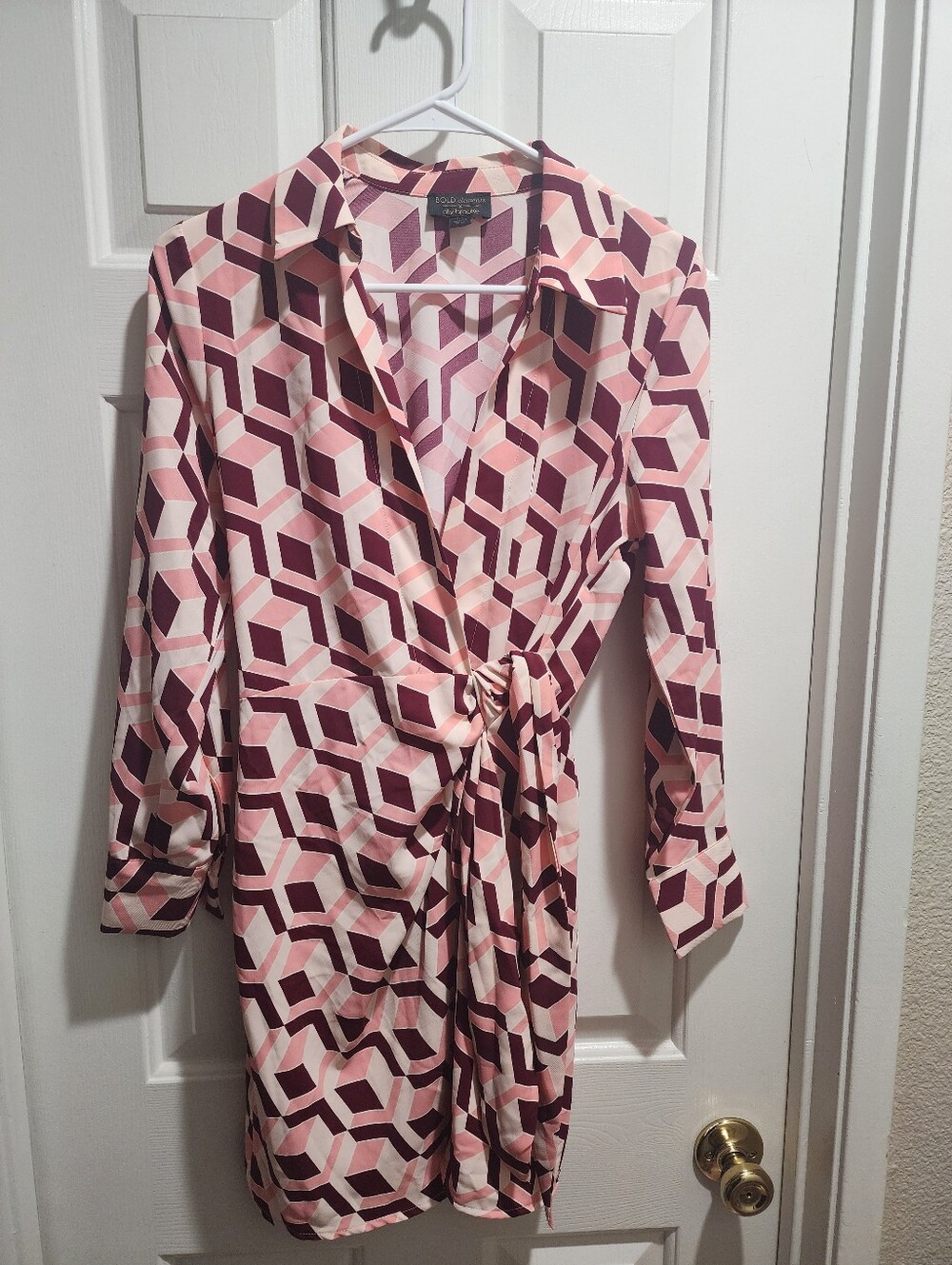 Bold Elements x Ally Brooke Women's Geometric Print Long Sleeve Wrap Dress